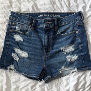American Eagle Outfitters Ripped Dark Blue Jean Shorts